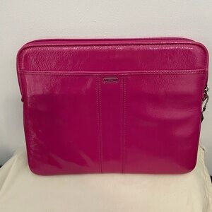 Coach 62820 B Patent Leather East/West Universal Sleeve Silver Magenta